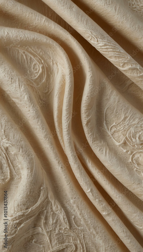 Poster soft fabric texture with a swirling cream pattern, ideal for textiles.