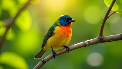 Fototapeta premium Graceful Bay-Headed Tanager Resting