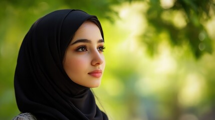 Portrait of a Young Woman in a Black Hijab