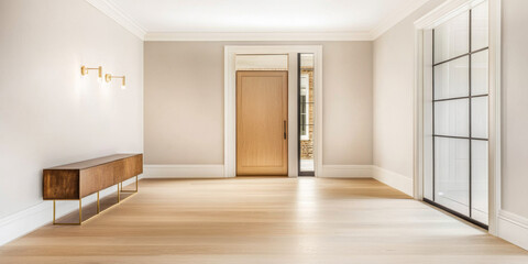 Spacious modern interior with wooden accents and natural light in a contemporary home setting