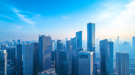 Aerial View of City Skyline and High-Rise Buildings Under Blue Sky and White Clouds