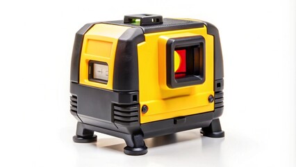 Naklejka premium Yellow and black laser level isolated on white background.