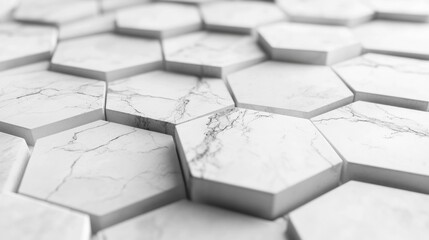 White Marble Hexagon Pattern: A Minimalist Abstract