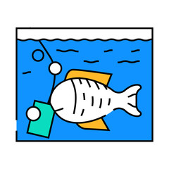 aquarium with fish line icon vector. aquarium with fish sign. isolated symbol illustration