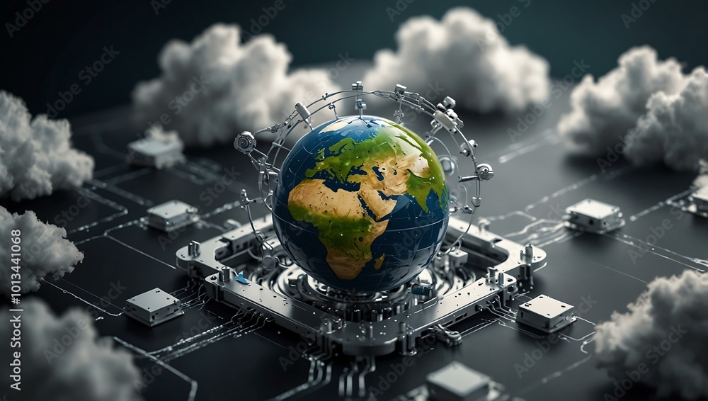 Poster sustainable cloud platforms represented in advanced automation.