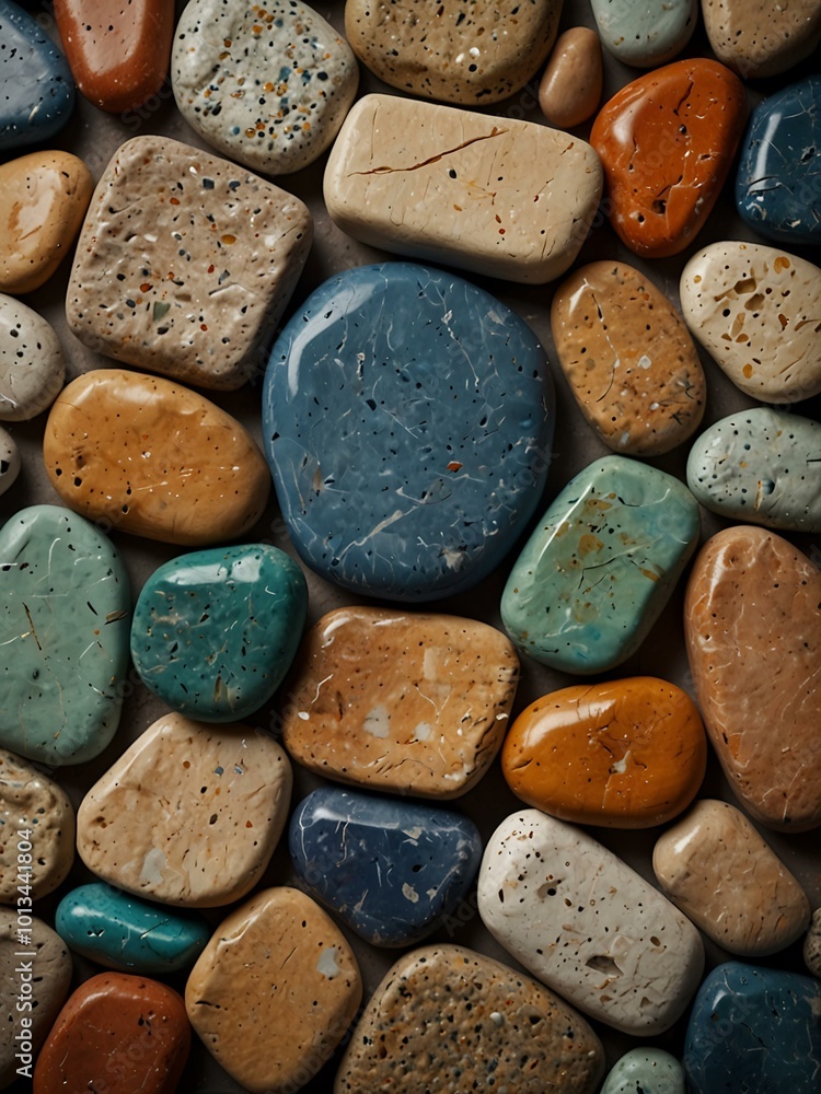 Aufkleber textured rectangular background featuring various stones.