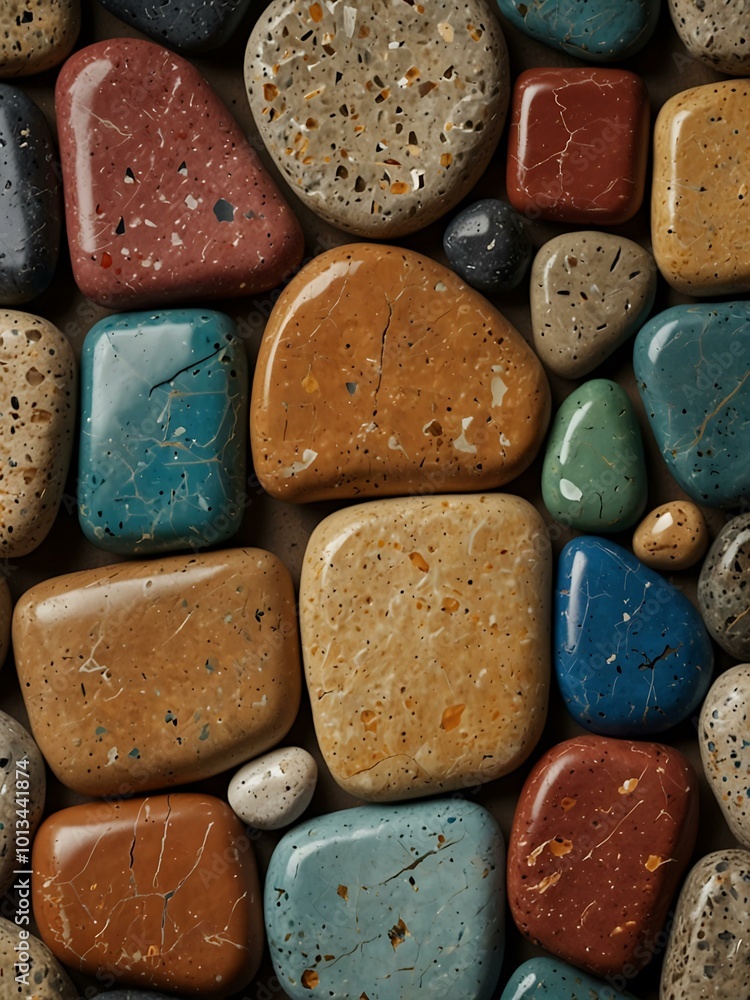 Aufkleber textured rectangular background featuring various stones.
