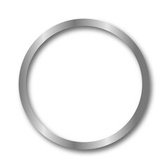 Silver round metal frame isolated on transparent background. PNG.