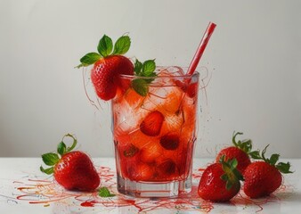 strawberry cocktail illustration