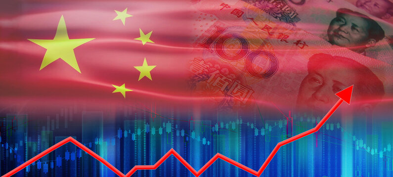 Financial graph of Chinese economic growth. China economy growth on financial graph