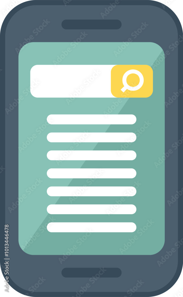 Poster smartphone displaying a search engine results page with a blank search bar, suggesting the potential