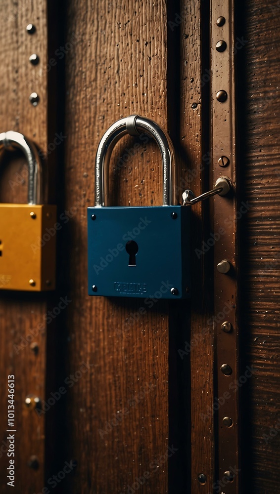 Poster visuals with shields and padlocks securing sensitive information.