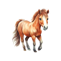 Obraz premium A brown and white horse with a long mane and tail, perfect for equestrian, farm, nature, or western themed design projects. Generative AI