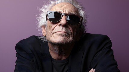 Fototapeta premium Old Man in Retro Sunglasses with Confident Expression