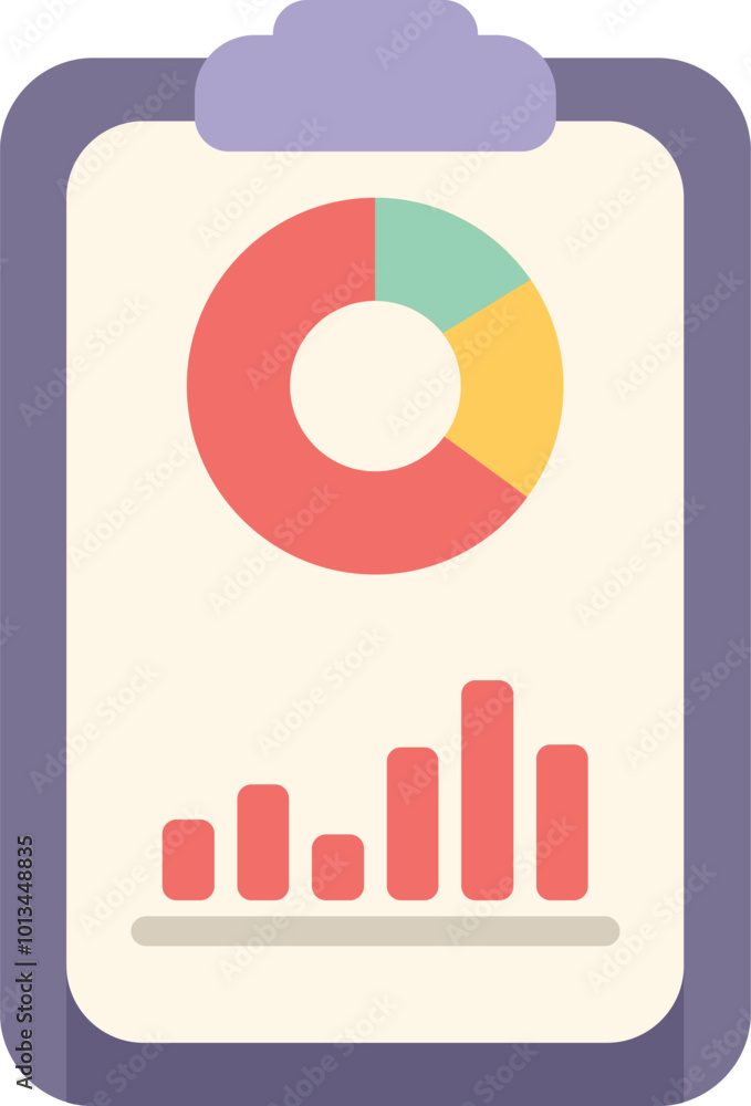 Poster clipboard showing charts representing data analysis and statistics, perfect for topics like business