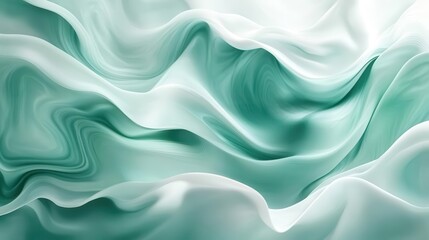Fototapeta premium tranquil abstract composition featuring gentle swirls of mint green and seafoam blue. soft, organic shapes blend seamlessly, evoking a sense of calm and serenity.