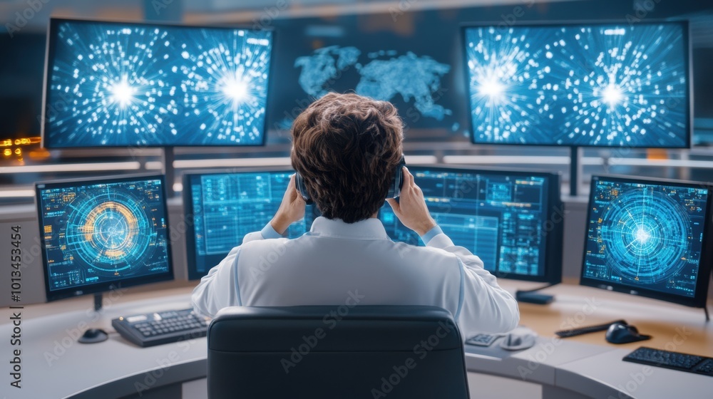 Poster monitoring data in a high-tech control room