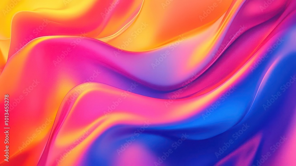Poster vibrant abstract wallpaper with fluid shapes and bold color transitions, dynamic composition of orga