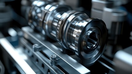Fototapeta premium Close-up of a Shiny Metal Gear Mechanism
