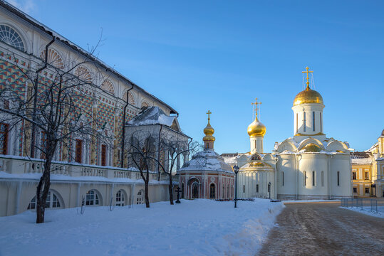 Winter evening at the Holy Trinity Sergius Lavra. Sergiev Posad. Moscow region, Russia