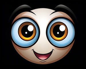 Playful Cartoon Face with Big Blue Eyes and Open Mouth. Background, wallpaper, desktop, mobile
