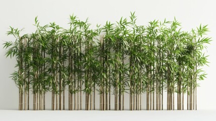 Naklejka premium A vertical bamboo tree arrangement forming a fence, offering a natural and calming design for outdoor walls.