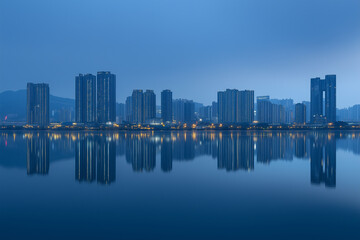 Evening City Skyline at Dusk