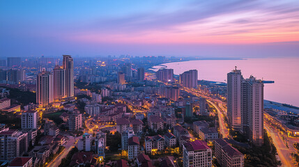 Fototapeta premium Evening City Skyline at Dusk