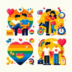 Obraz premium LGBT sticker in icon for love people