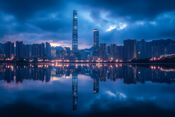 Fototapeta premium Evening City Skyline at Dusk