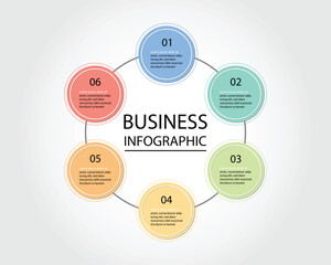 Business Infographic modern design template for banners and infographics for 6 circle step 