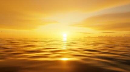 Fototapeta premium Golden Sunset Over Vast Ocean with Warm Glow