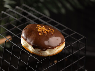 chocolate donut on a plate