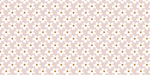 Simple and cute pattern with white daisy flower motif