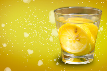 glass of water with lemon. suitable for healthy campaign
