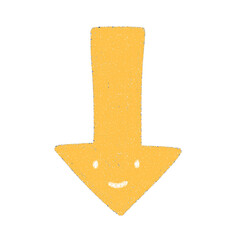 下向きニコニコ矢印のかわいい手書き風イラスト