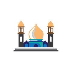 mosque icon logo illustration color design vector