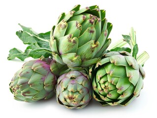 Fototapeta premium Fresh Artichokes Isolated on White Background