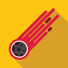 Large asteroid is burning up and leaving a fire trail while entering the atmosphere