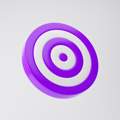 Target icon isolated over white background. 3D rendering.