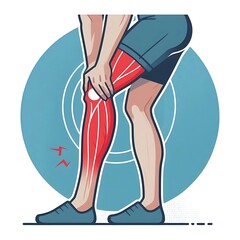 Leg pain muscle strain, flat illustration, graphical resource for medical treatment, diagnostic for disease