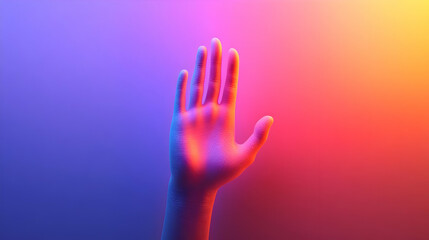 3D Glossy Gradient Background with Glowing Hand Symbol for Human Rights Day - Soft Transitions & Ample Copy Space