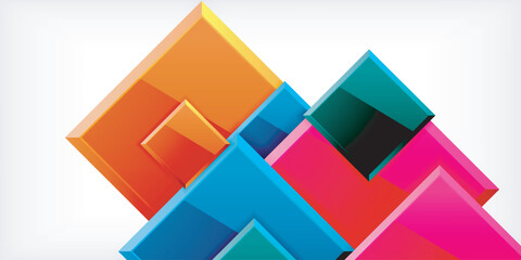 Colorful squares with reflections abstract background design. Vector Illustration For Wallpaper, Banner, Background, Card, Book Illustration, landing page