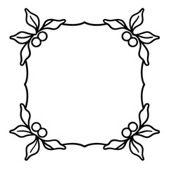 square and rectangle mistletoe frame outline coloring book page line art drawing