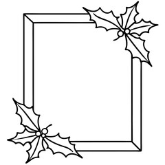 Obraz premium square and rectangle mistletoe frame outline coloring book page line art drawing