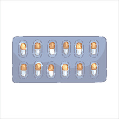 Blister with pills on white background