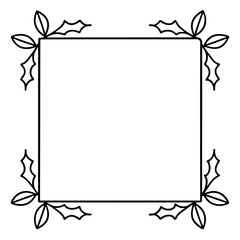 Fototapeta premium square and rectangle mistletoe frame outline coloring book page line art drawing