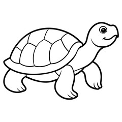 Turtle silhouette vector illustration with a detailed shell and hinged plastron. Ideal for nature-themed designs, logos, and educational materials.