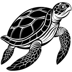 Turtle silhouette vector illustration with a detailed shell and hinged plastron. Ideal for nature-themed designs, logos, and educational materials.