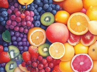 A Vibrant Display of Fruits Illustrating the Diverse Nutrient Absorption Potential of Different Foods
